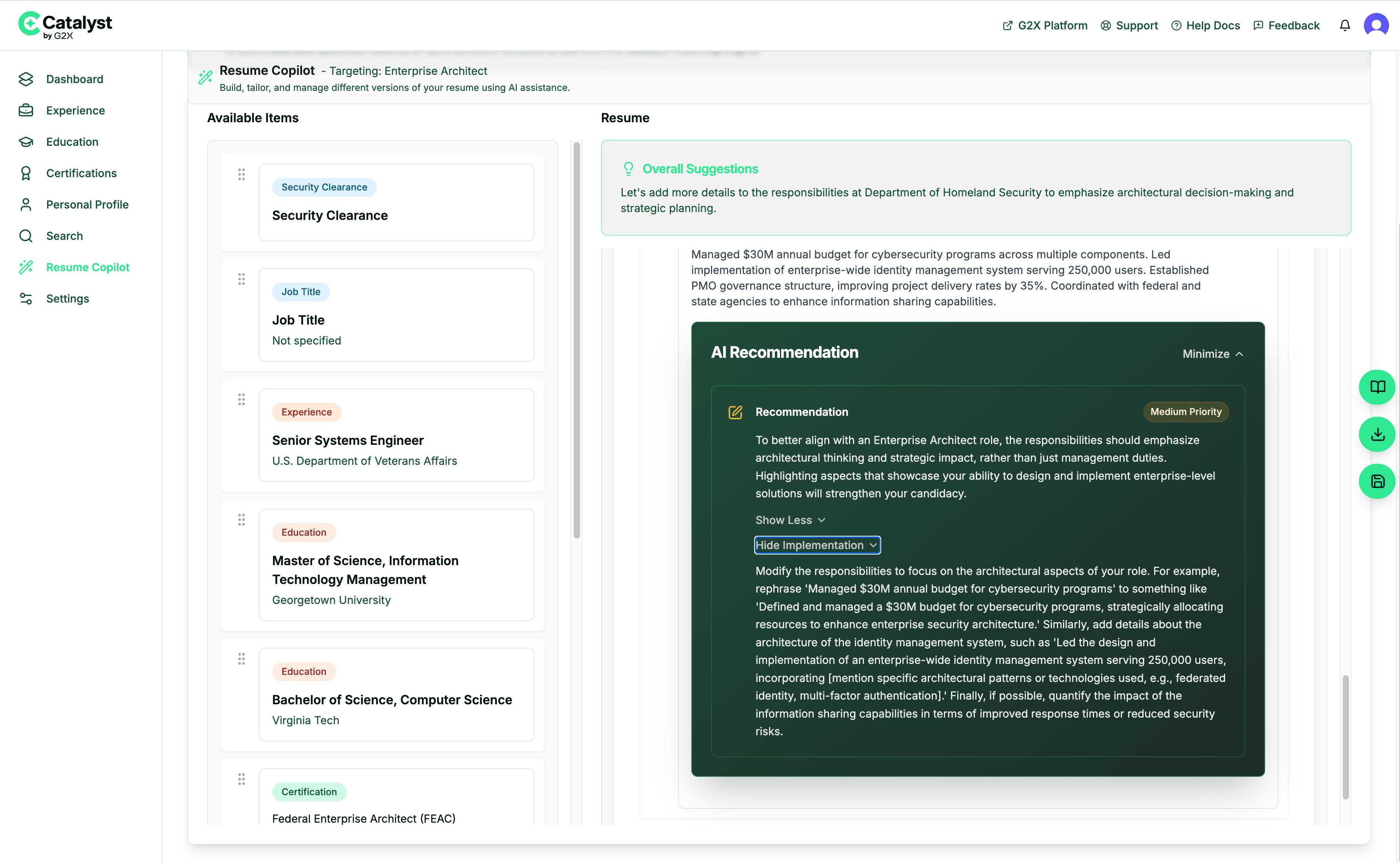 Catalyst platform interface 1